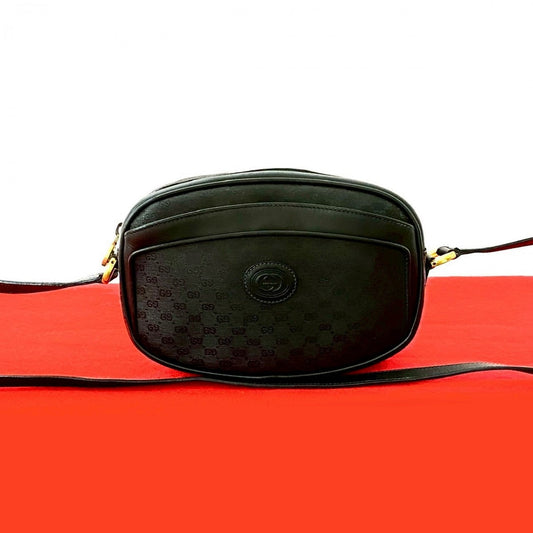 GUCCI Shoulder Bag Leather, PVC black Micro GG logo Women Used Authentic