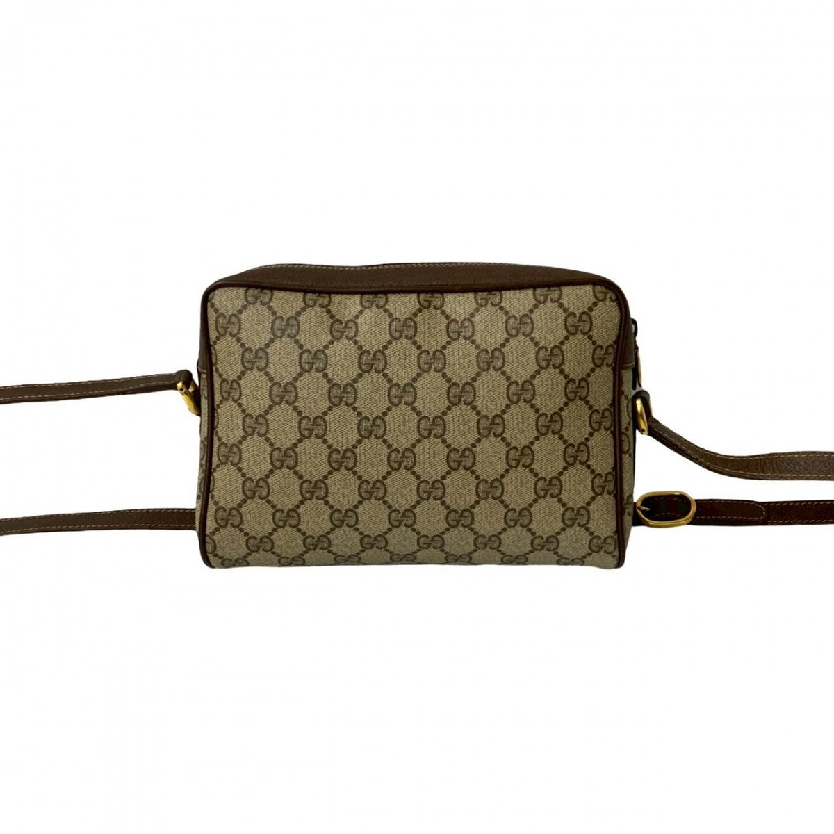 GUCCI Shoulder Bag Leather, PVC Brown GG logo Metal Sherry line Women Used Authentic