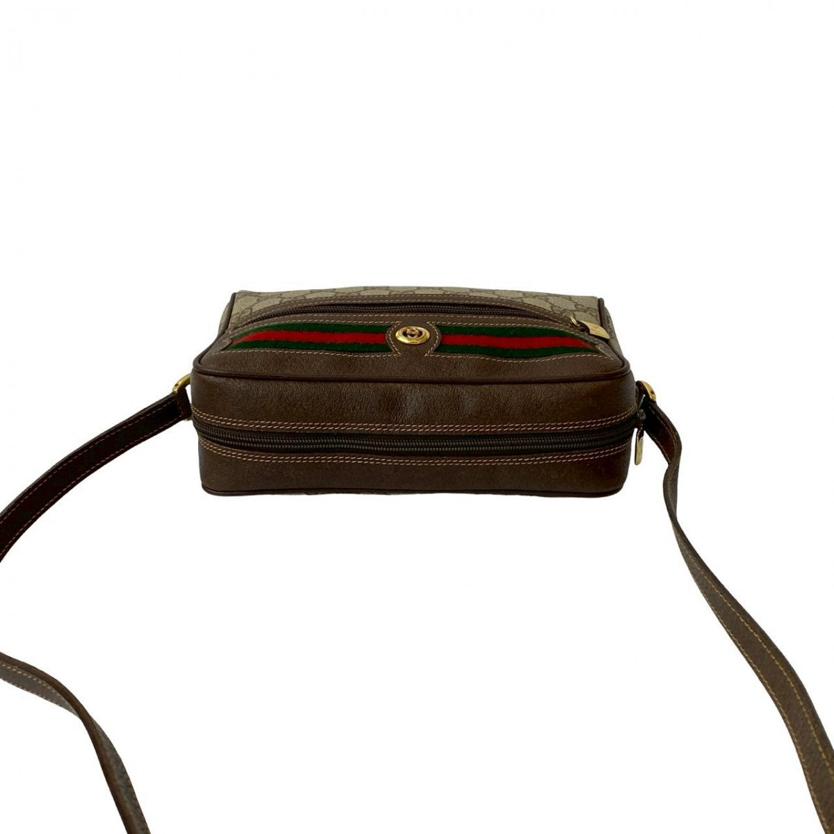 GUCCI Shoulder Bag Leather, PVC Brown GG logo Metal Sherry line Women Used Authentic