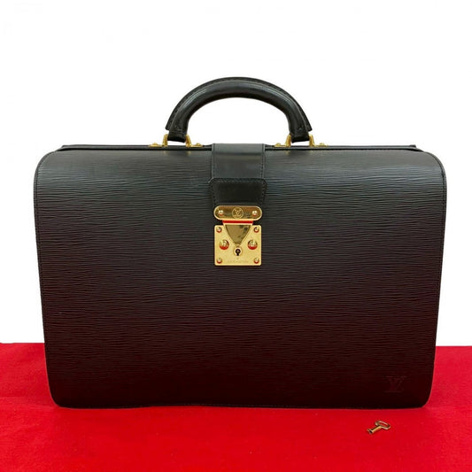 LOUIS VUITTON Business bag M54352 Epi Leather black Doctor bag Epi Serviet Fermoir mens Used Authentic