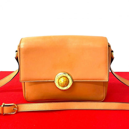 CELINE Shoulder Bag leather Orange Star Ball Metal Women Used Authentic
