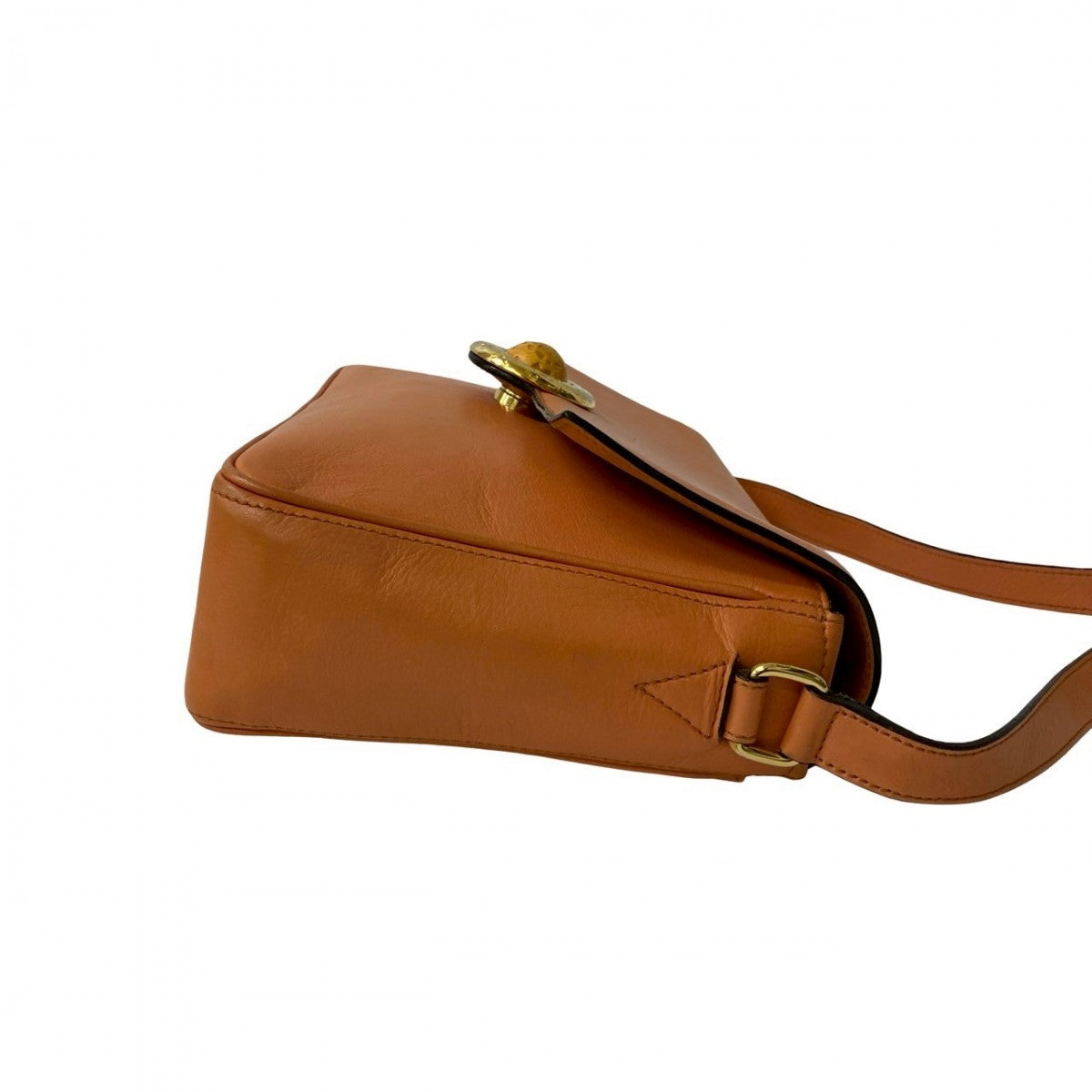 CELINE Shoulder Bag leather Orange Star Ball Metal Women Used Authentic