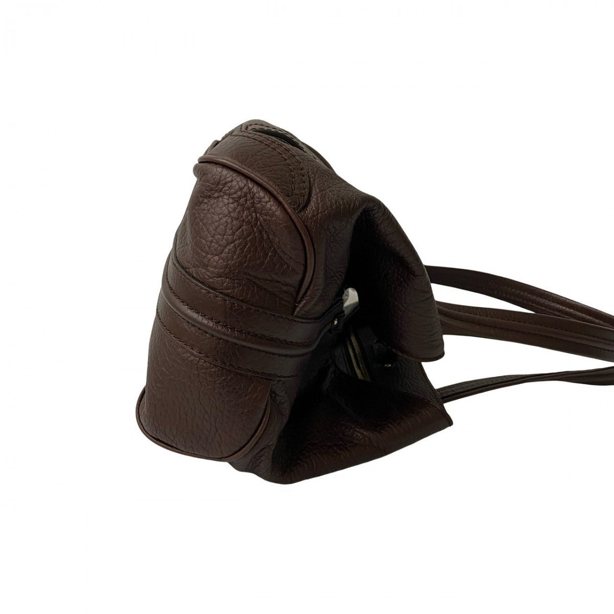 CELINE Handbag leather Brown Triomphe logo embossed Women Used Authentic