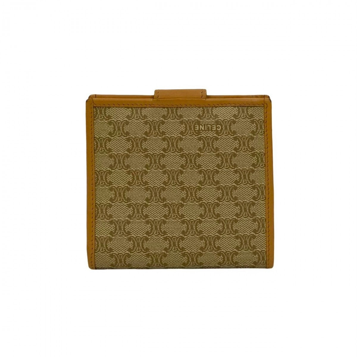 CELINE Bifold Wallet Leather, PVC beige Macadam Blason Triomphe Pattern Women Used Authentic