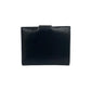CELINE Bifold Wallet Calfskin, Leather Navy logo Metal Women(Unisex) Used Authentic