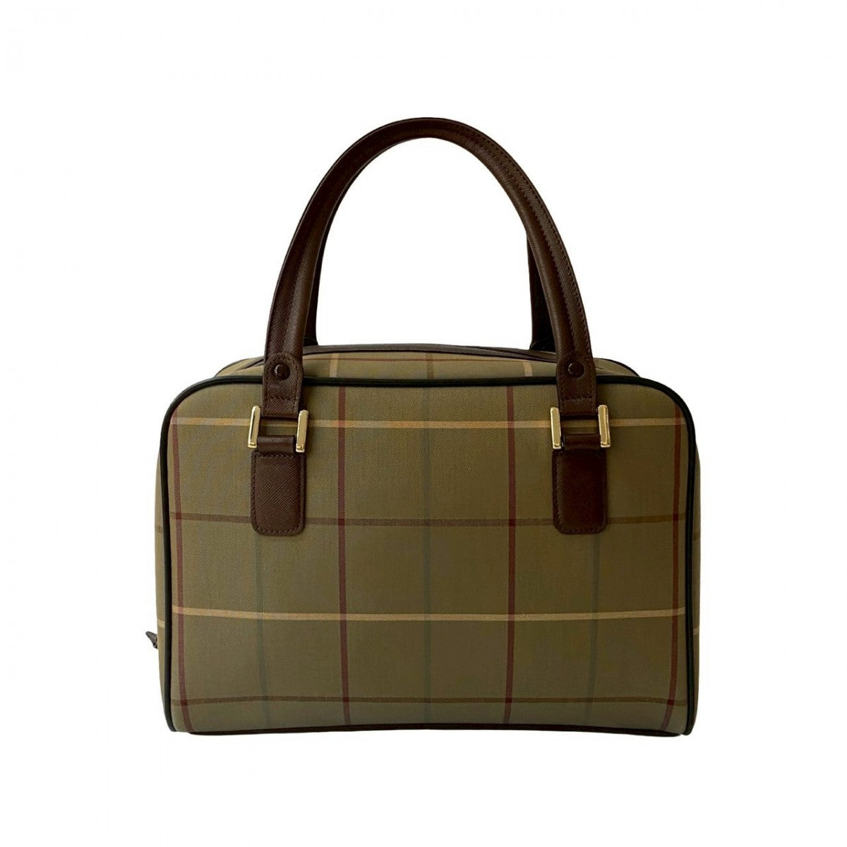 BURBERRY Handbag Canvas, Leather Brown Nova Check Shadow Horse logo Women Used Authentic