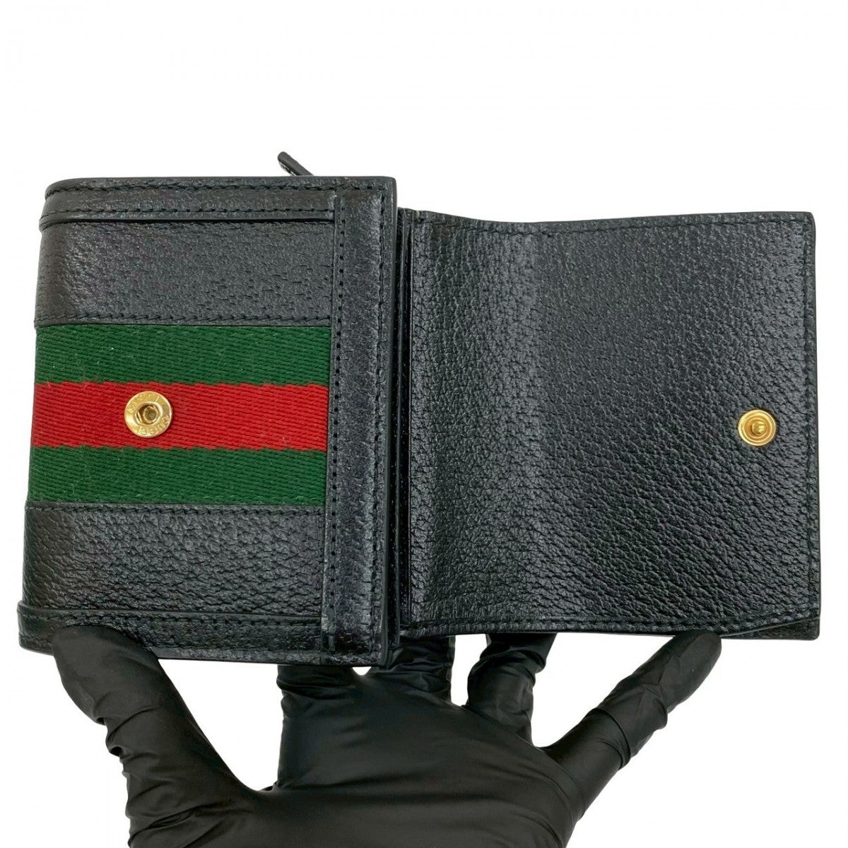 GUCCI Bifold Wallet leather black GG Marmont Ophidia