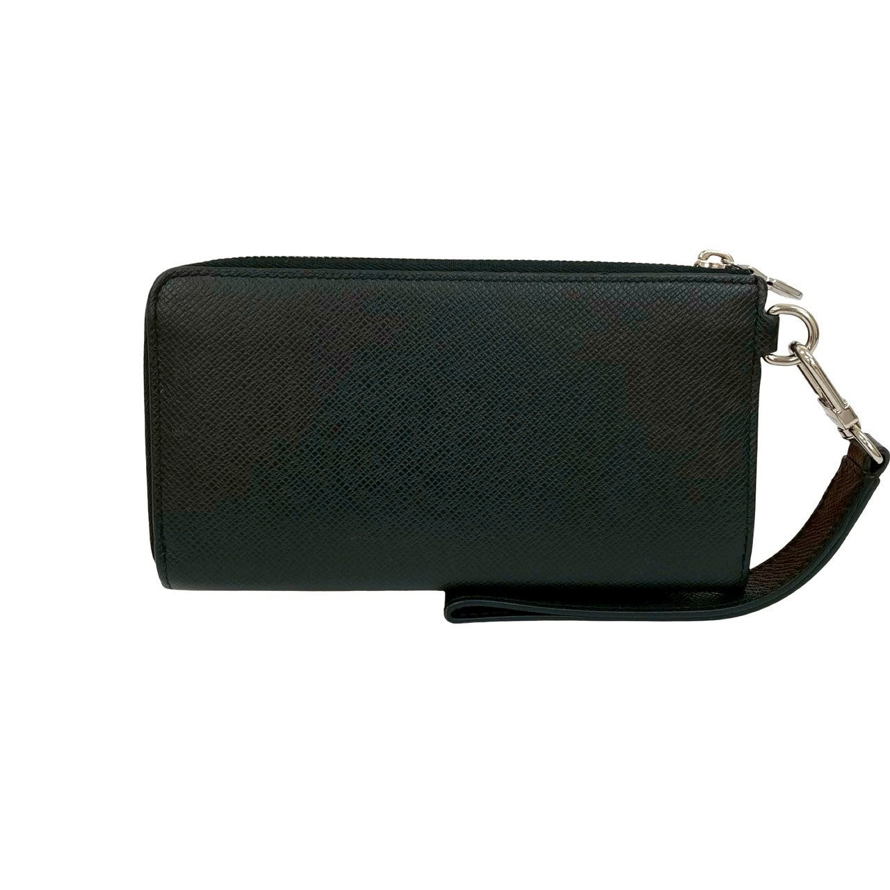LOUIS VUITTON Long Wallet Purse leather black Taiga Zippy dragonne