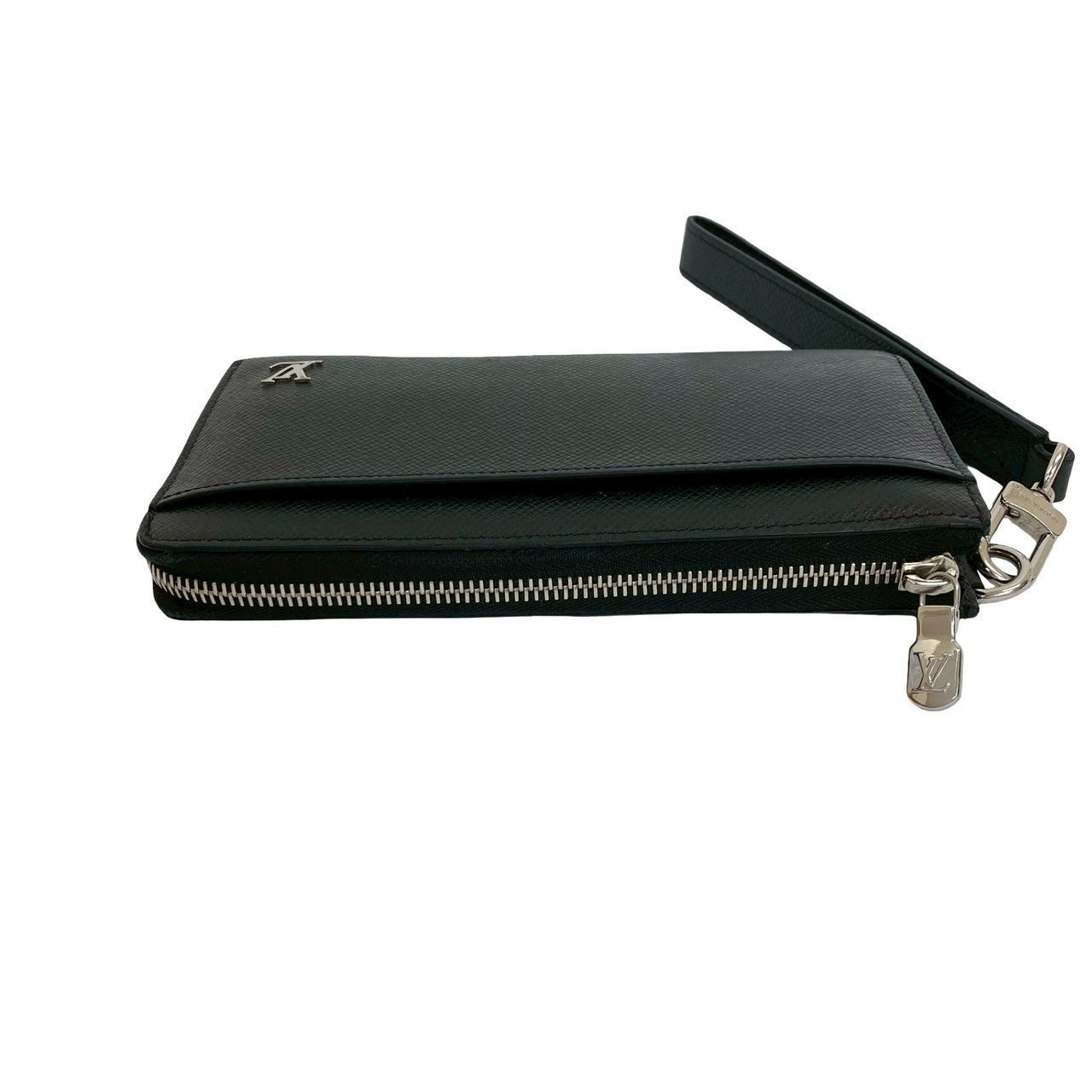 LOUIS VUITTON Long Wallet Purse leather black Taiga Zippy dragonne