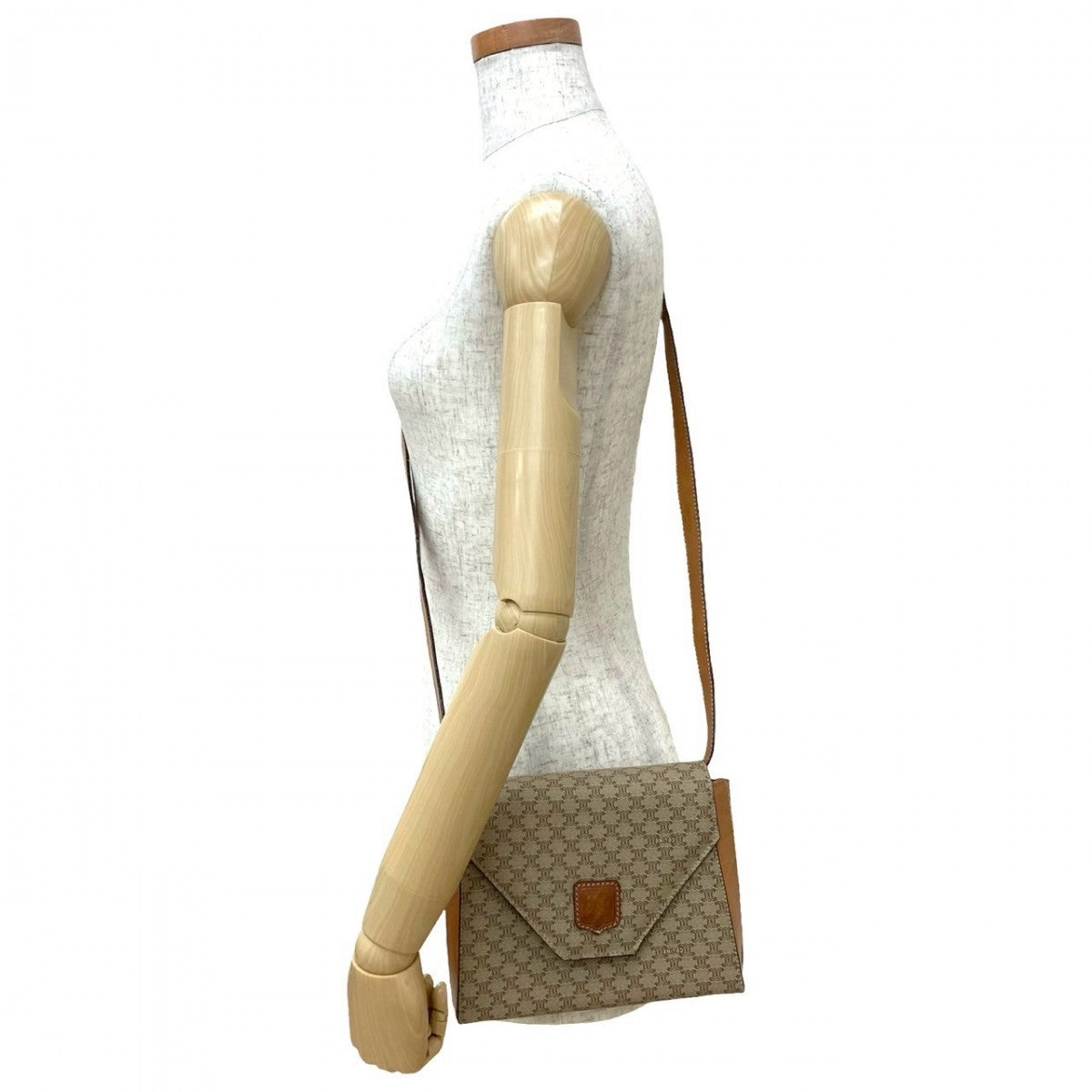 CELINE Shoulder Bag Leather, PVC beige Macadam Blason Triomphe Women Used Authentic