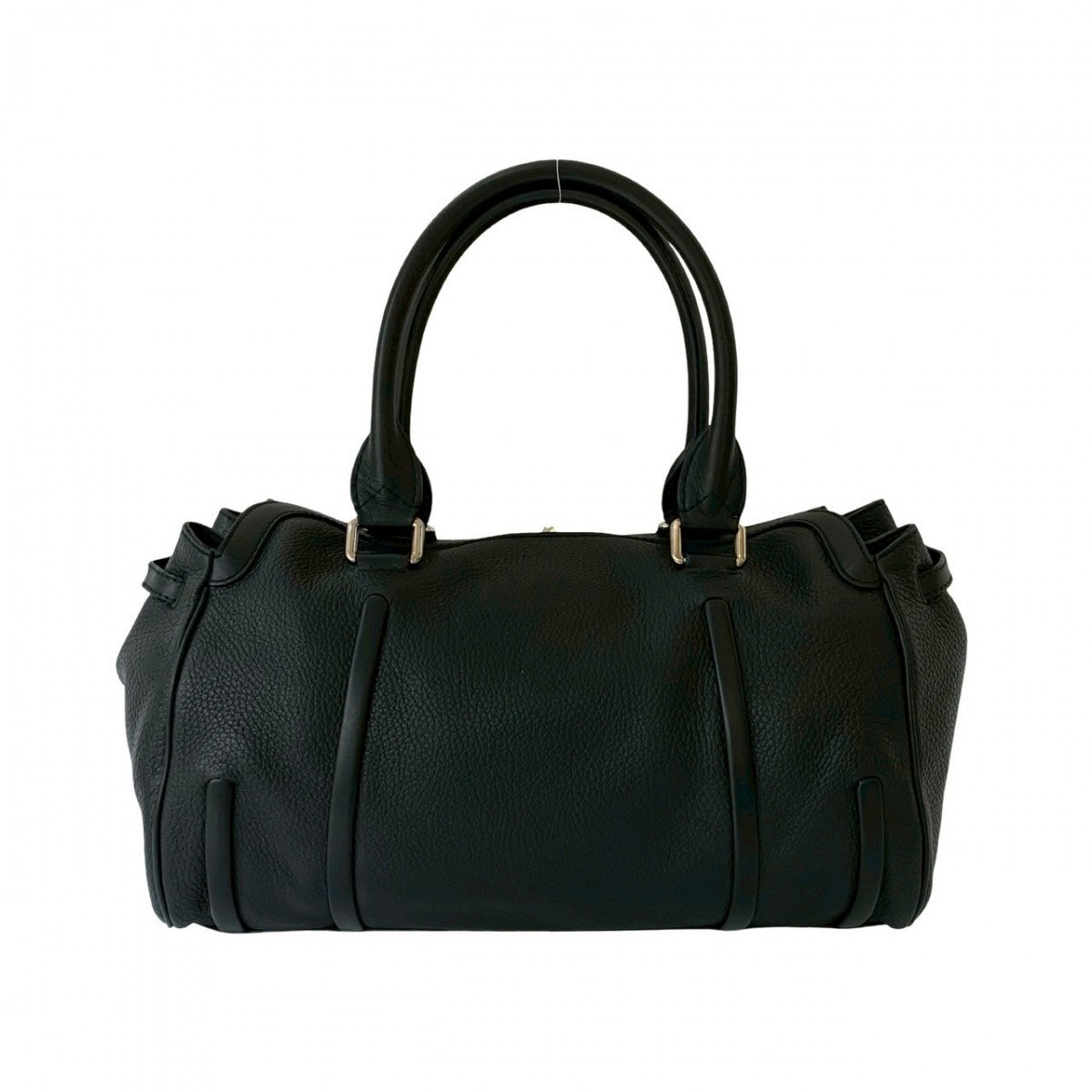 CELINE Handbag leather black celine logo Metal Women Used Authentic