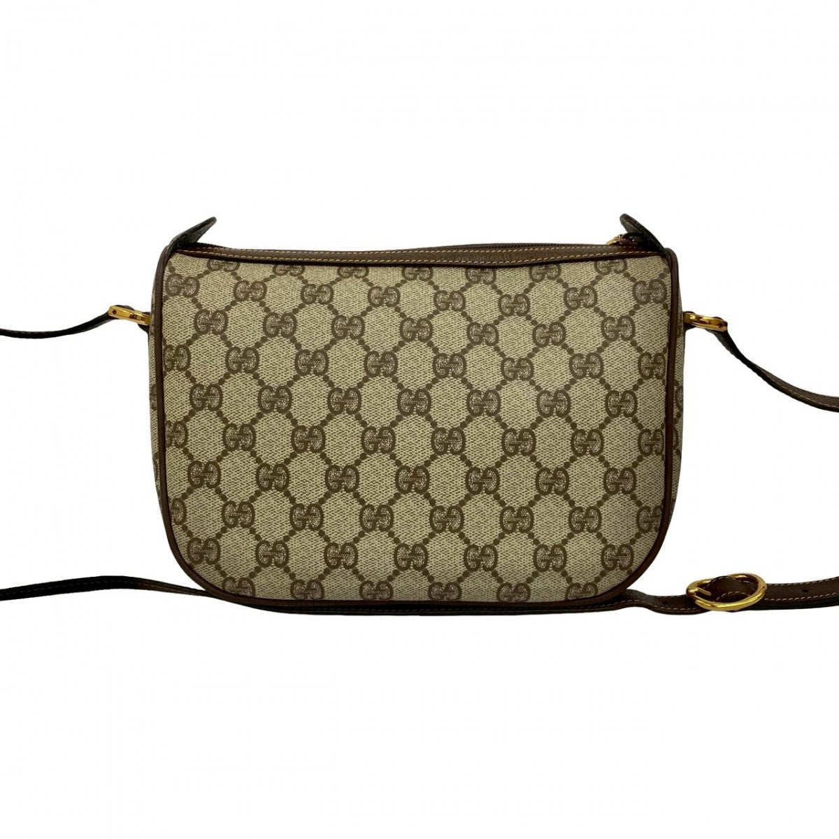 GUCCI Shoulder Bag Leather, PVC Brown GG logo Metal Sherry line Women Used Authentic
