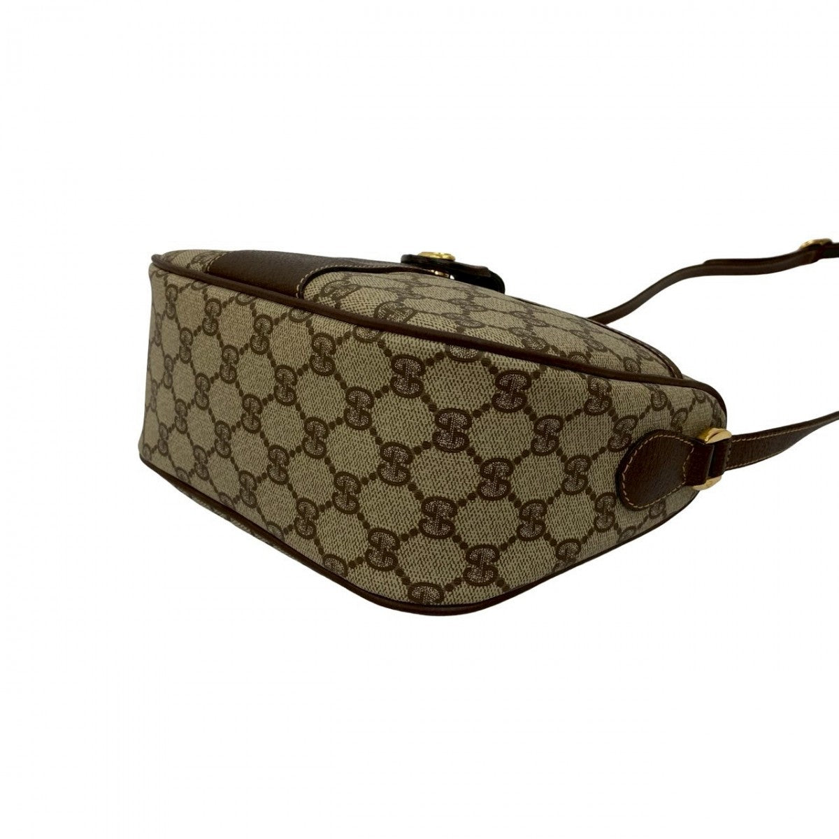 GUCCI Shoulder Bag Leather, PVC Brown GG logo Metal Sherry line Women Used Authentic