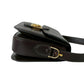 CELINE Shoulder Bag leather Brown logo carriage Metal Women Used Authentic