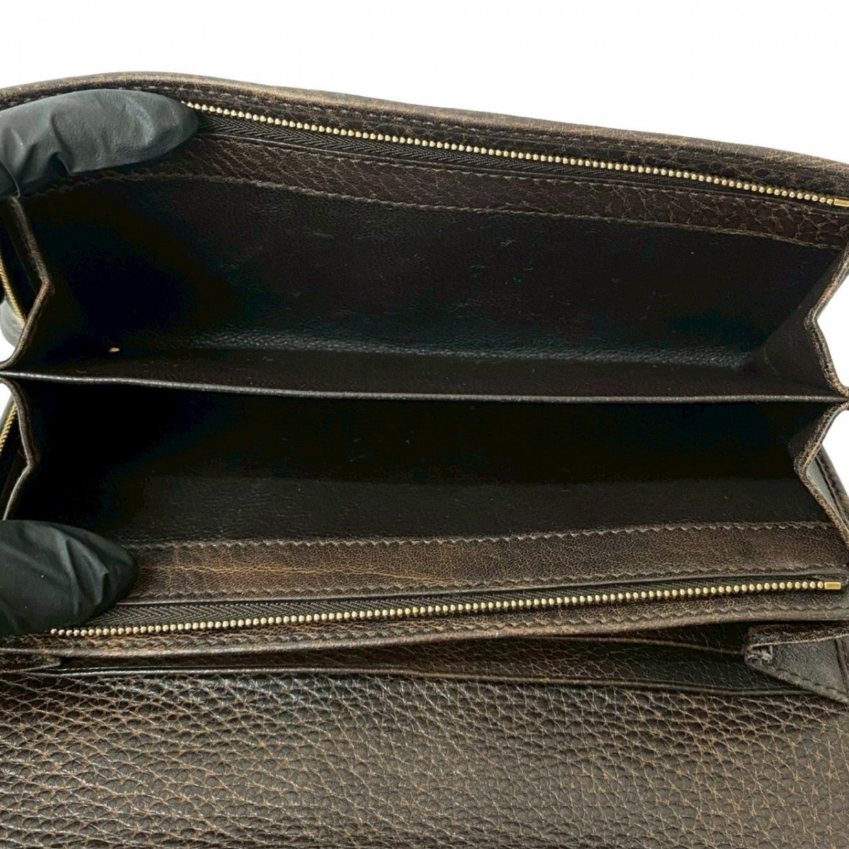 GUCCI Long Wallet Purse Leather, Canvas beige Diamante Horsebit Women Used Authentic