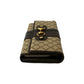 GUCCI Long Wallet Purse Leather, Canvas beige Diamante Horsebit Women Used Authentic