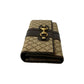 GUCCI Long Wallet Purse Leather, Canvas beige Diamante Horsebit Women Used Authentic