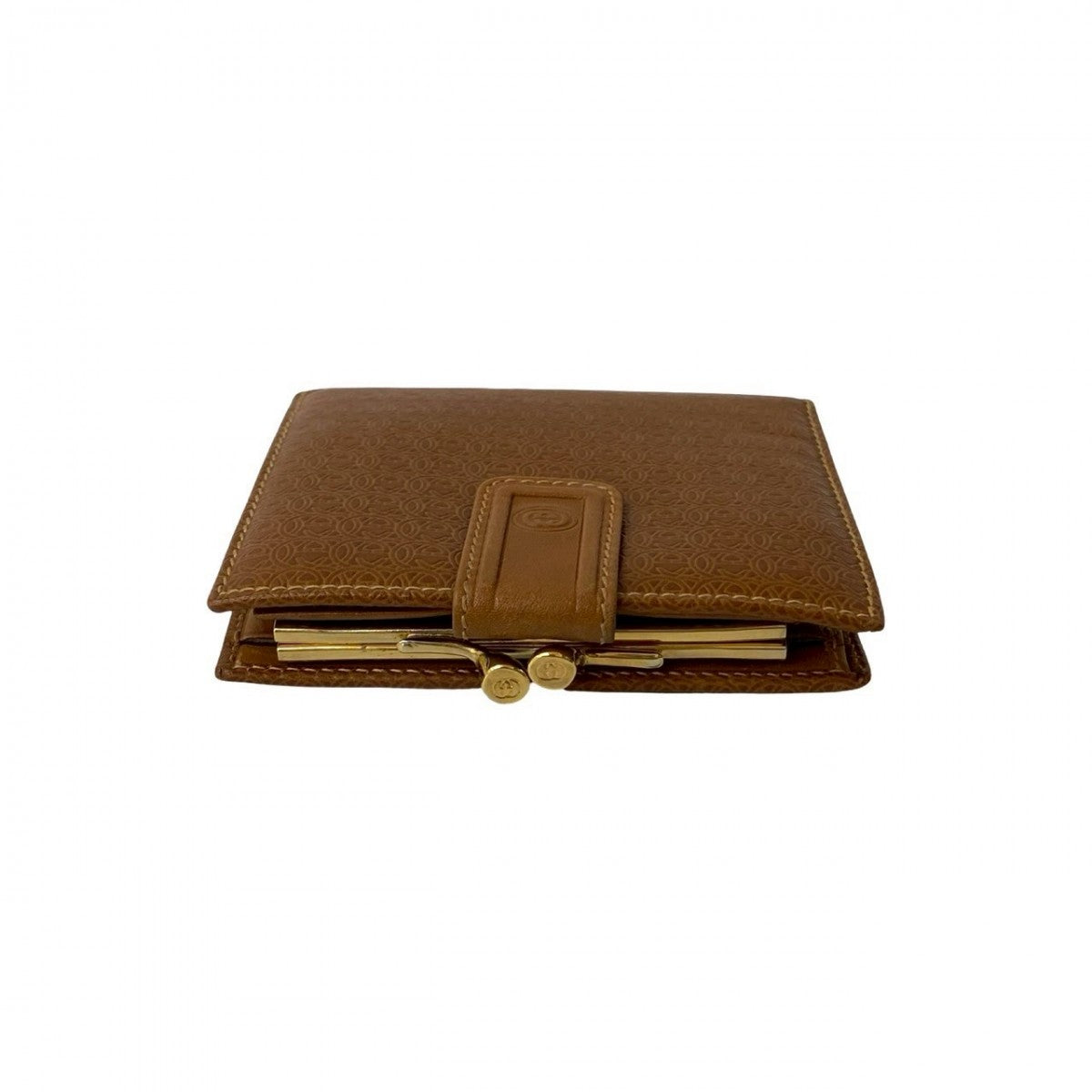 GUCCI Bifold Wallet leather Brown Gamaguchi GG logo Women(Unisex) Used Authentic