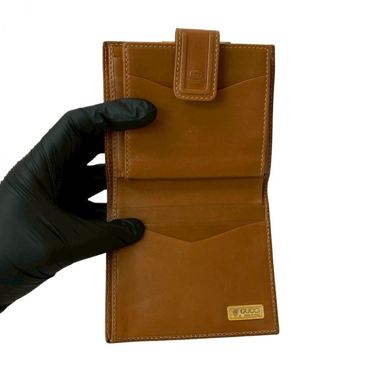 GUCCI Bifold Wallet leather Brown Gamaguchi GG logo Women(Unisex) Used Authentic