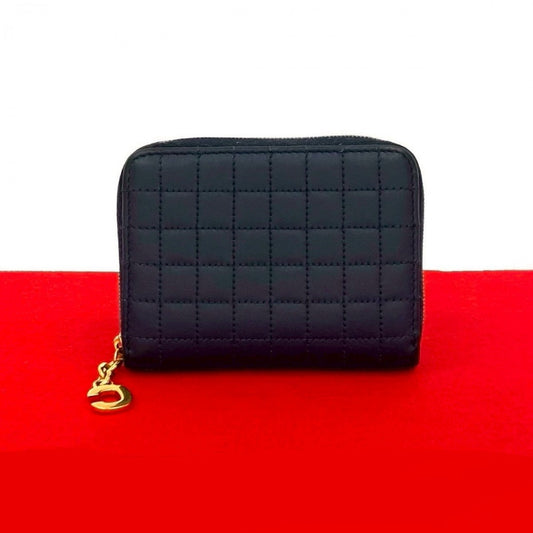 CELINE Bifold Wallet leather Navy C Charm Compact Wallet mens Used Authentic