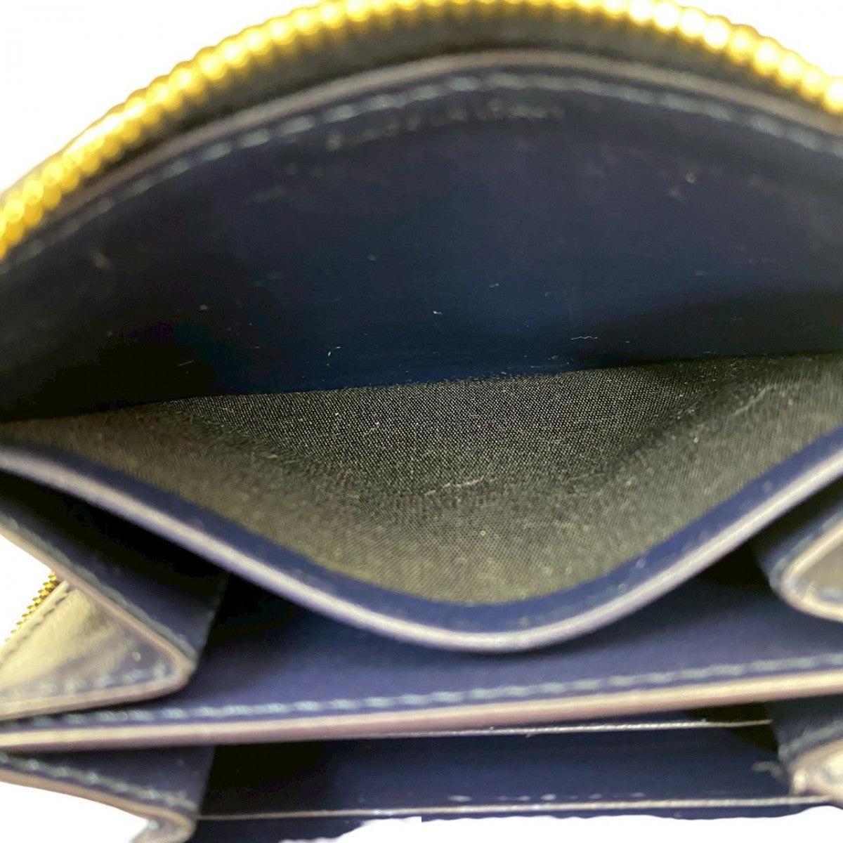CELINE Bifold Wallet leather Navy C Charm Compact Wallet mens Used Authentic