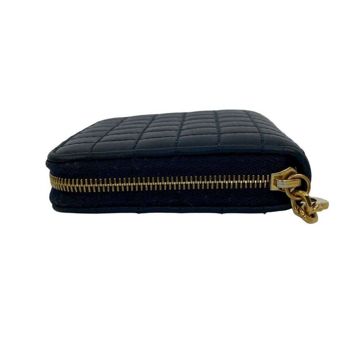 CELINE Bifold Wallet leather Navy C Charm Compact Wallet mens Used Authentic