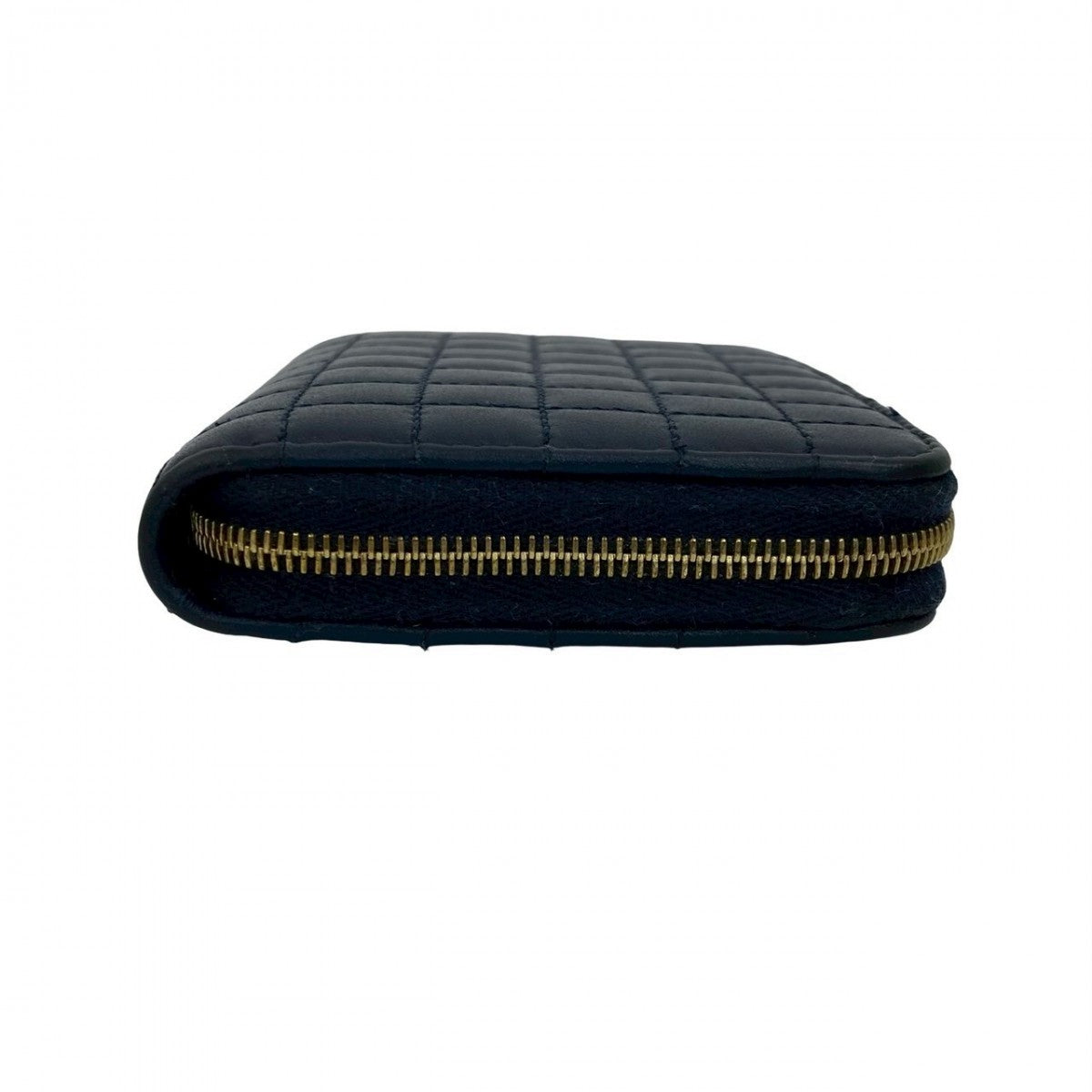 CELINE Bifold Wallet leather Navy C Charm Compact Wallet mens Used Authentic