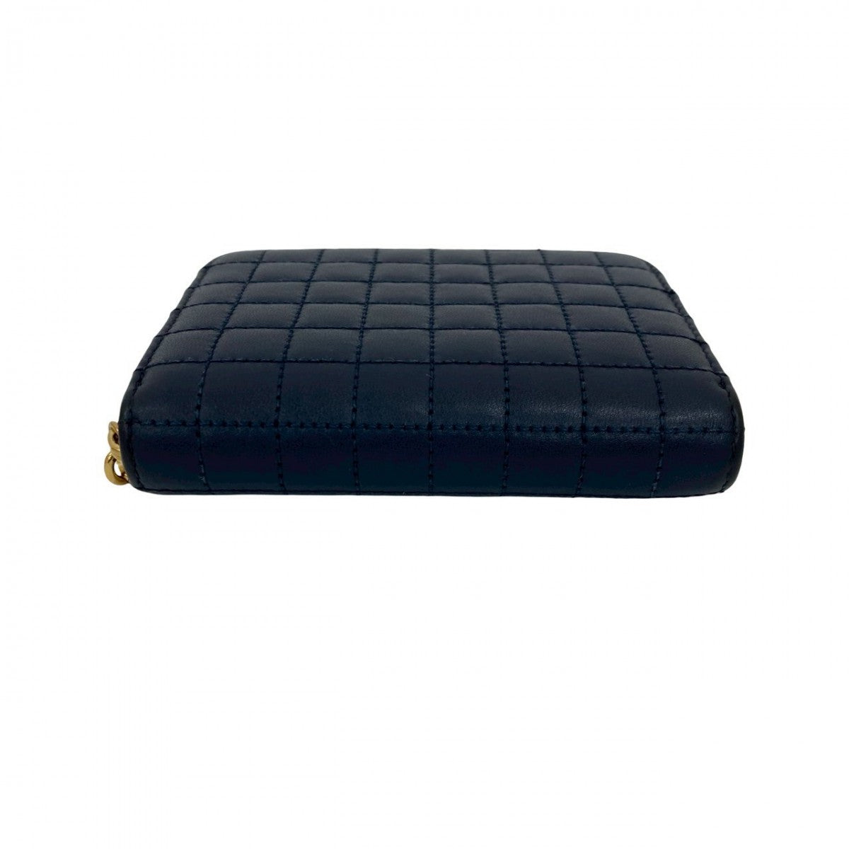CELINE Bifold Wallet leather Navy C Charm Compact Wallet mens Used Authentic