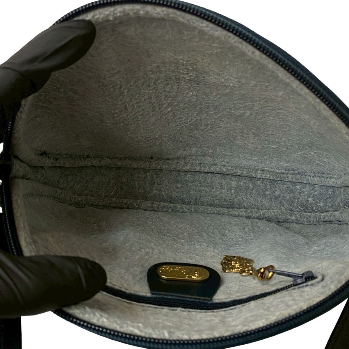GUCCI Shoulder Bag Leather, PVC Navy Micro GG logo Metal Women Used Authentic