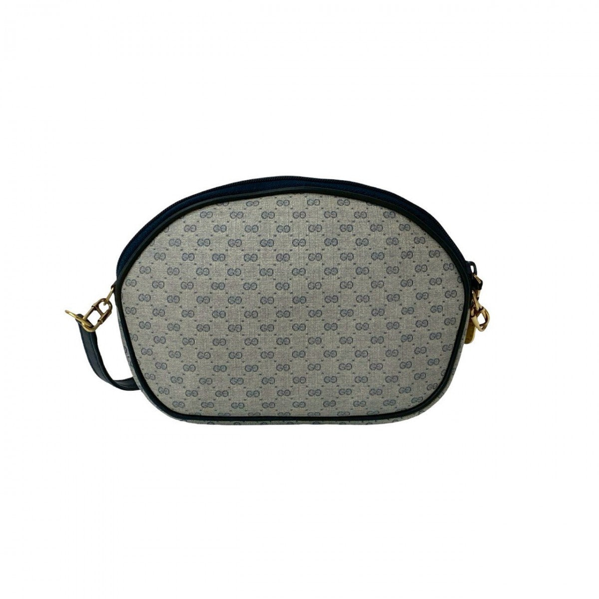 GUCCI Shoulder Bag Leather, PVC Navy Micro GG logo Metal Women Used Authentic
