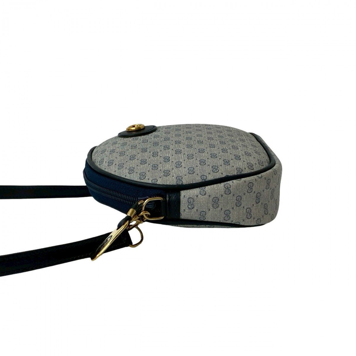 GUCCI Shoulder Bag Leather, PVC Navy Micro GG logo Metal Women Used Authentic