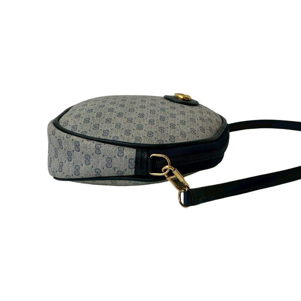 GUCCI Shoulder Bag Leather, PVC Navy Micro GG logo Metal Women Used Authentic