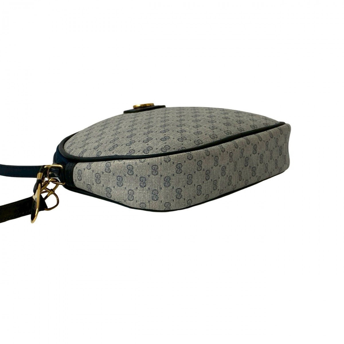 GUCCI Shoulder Bag Leather, PVC Navy Micro GG logo Metal Women Used Authentic