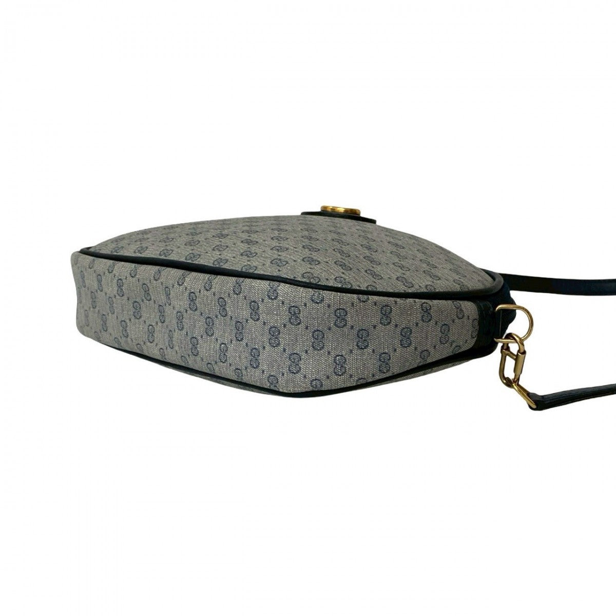 GUCCI Shoulder Bag Leather, PVC Navy Micro GG logo Metal Women Used Authentic