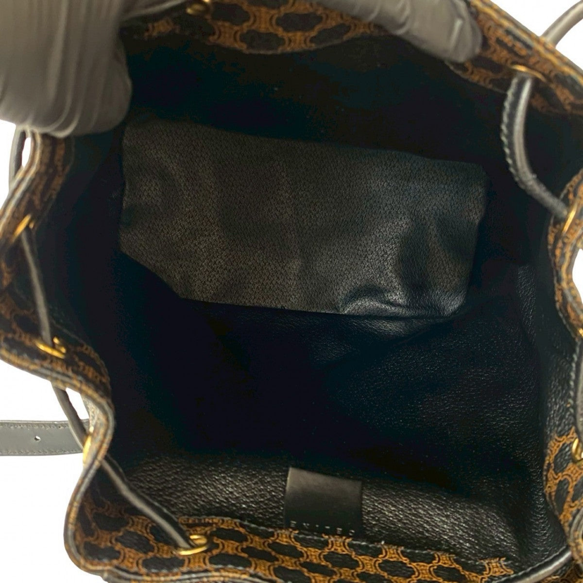 CELINE Backpack Leather, PVC black Macadam Blason Triomphe Pattern mens(Unisex) Used Authentic