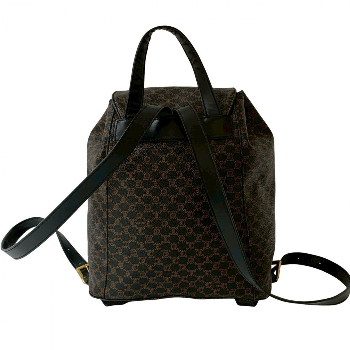 CELINE Backpack Leather, PVC black Macadam Blason Triomphe Pattern mens(Unisex) Used Authentic