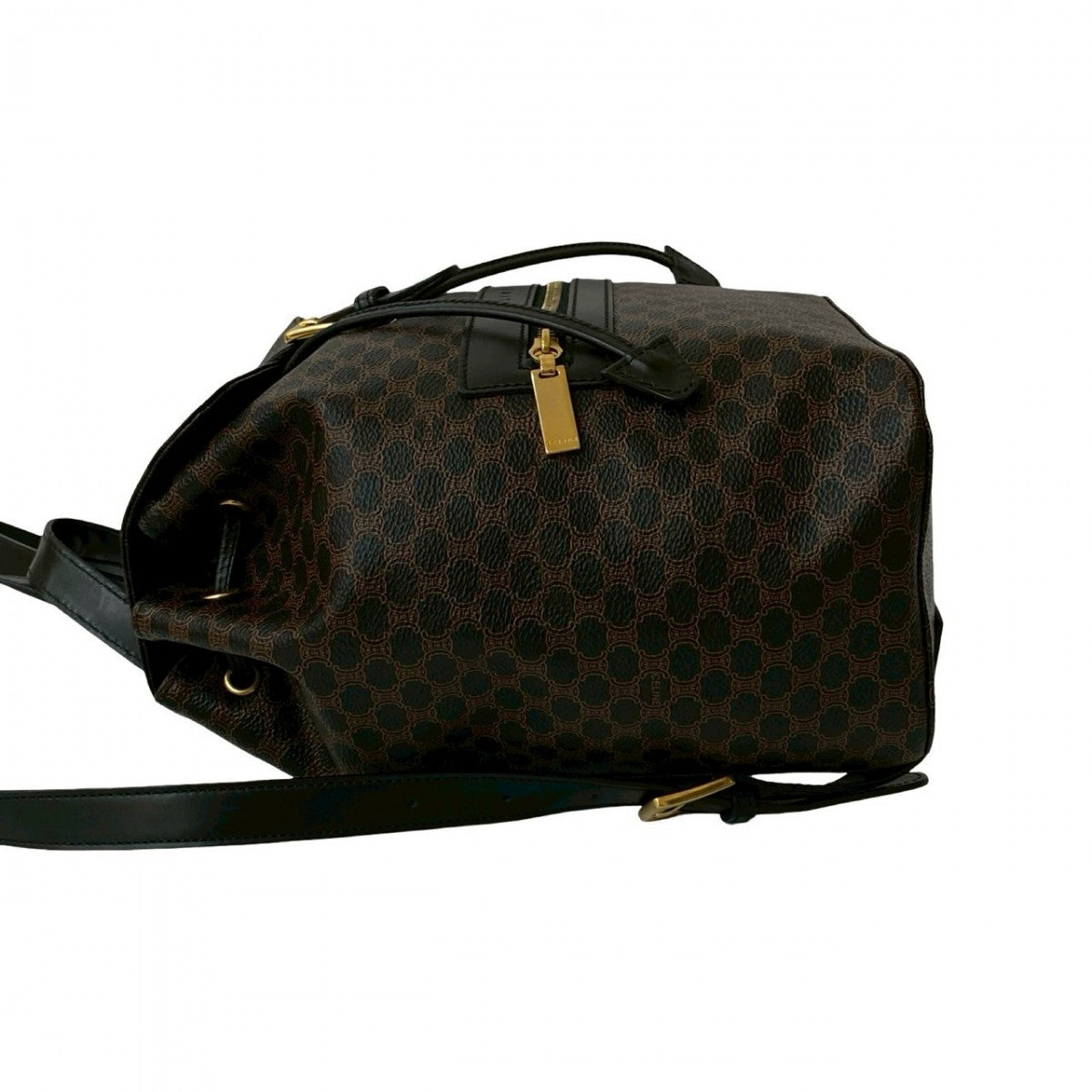 CELINE Backpack Leather, PVC black Macadam Blason Triomphe Pattern mens(Unisex) Used Authentic