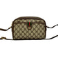 GUCCI Shoulder Bag Leather, PVC Brown GG logo Metal Sherry line Women Used Authentic