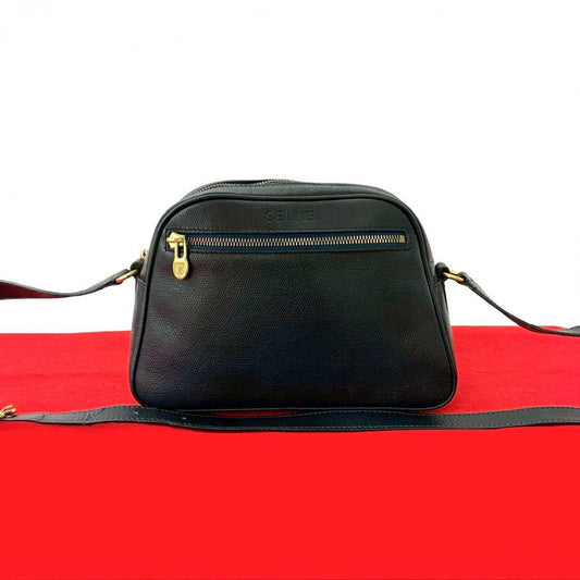 CELINE Shoulder Bag leather Navy Triomphe logo Metal mens(Unisex) Used Authentic