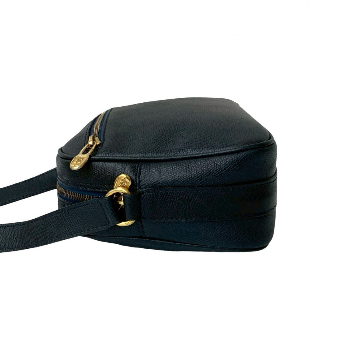 CELINE Shoulder Bag leather Navy Triomphe logo Metal mens(Unisex) Used Authentic