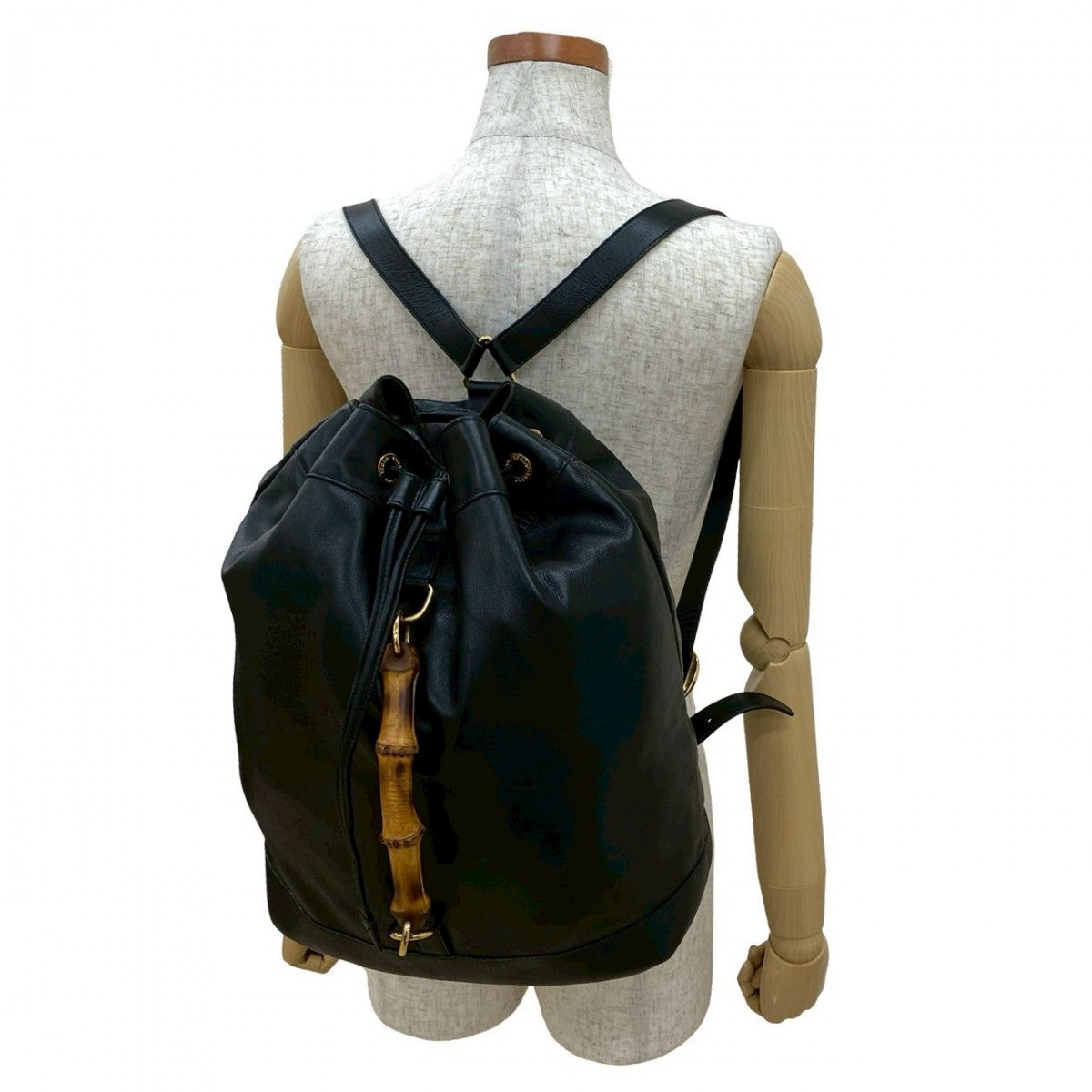 GUCCI Backpack leather black Bamboo