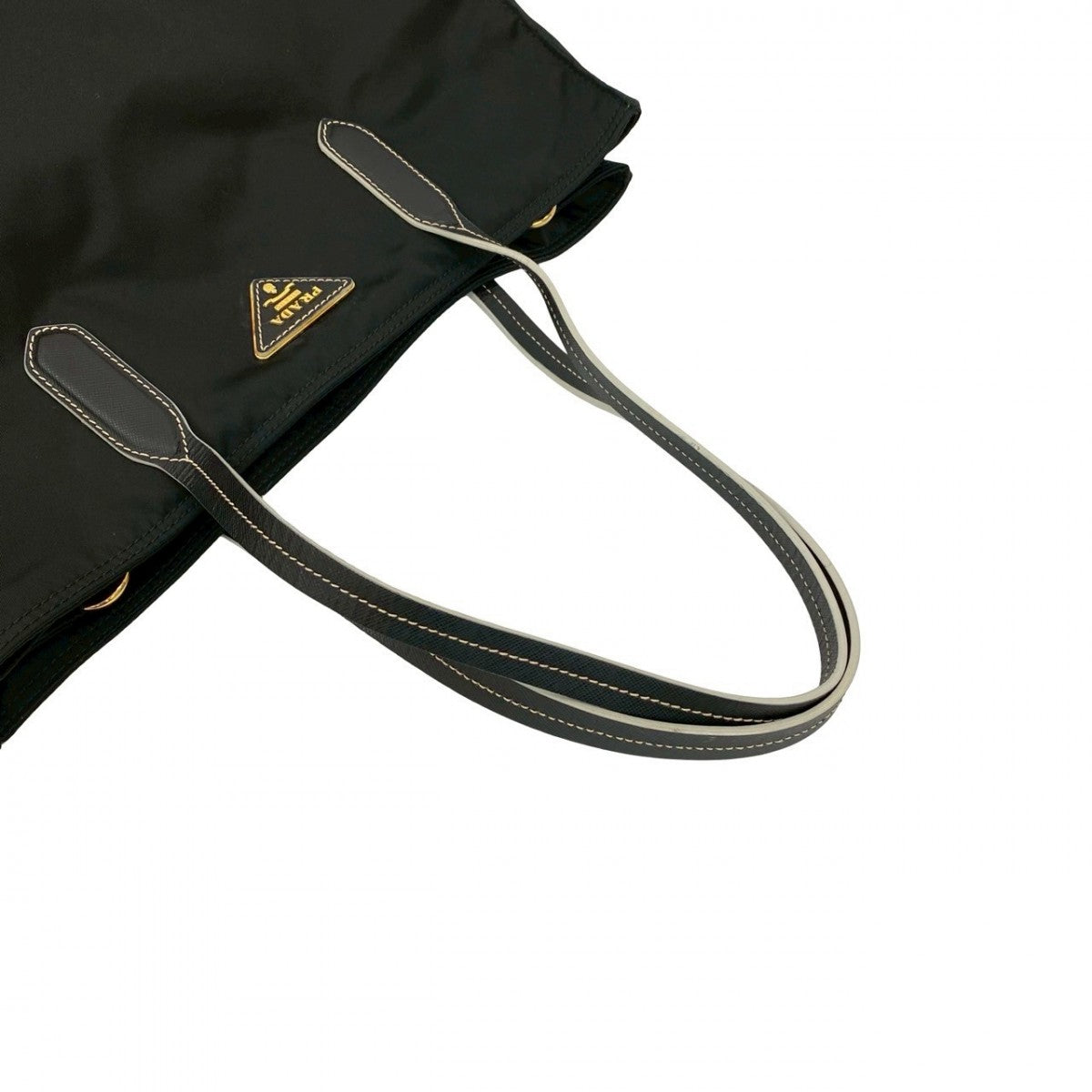PRADA Shoulder Bag Nylon, Leather black Triangle Logo Metal Women Used Authentic