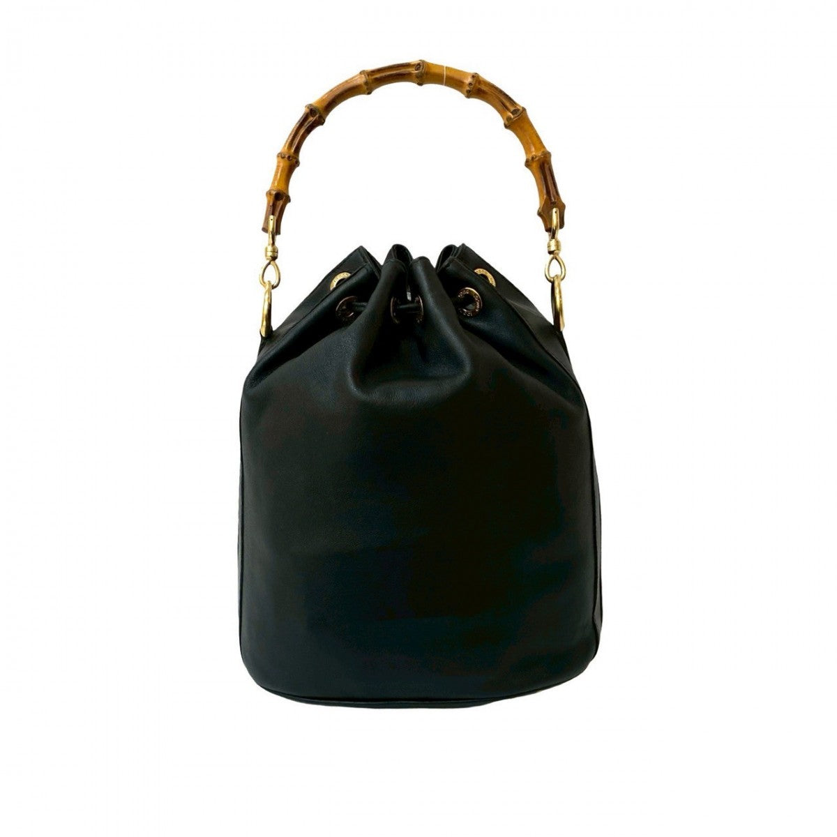 GUCCI Shoulder Bag leather black Bamboo Women Used Authentic
