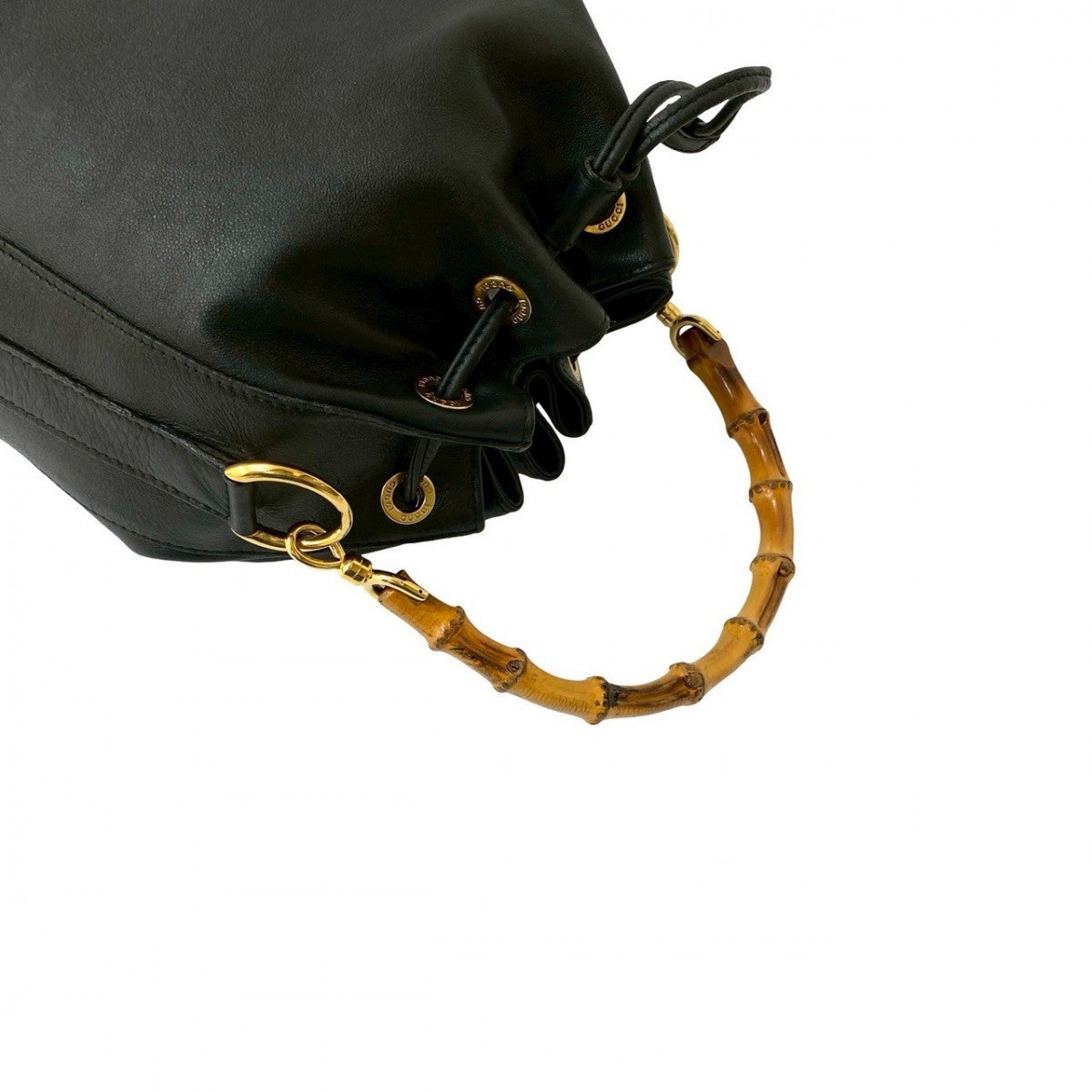 GUCCI Shoulder Bag leather black Bamboo Women Used Authentic