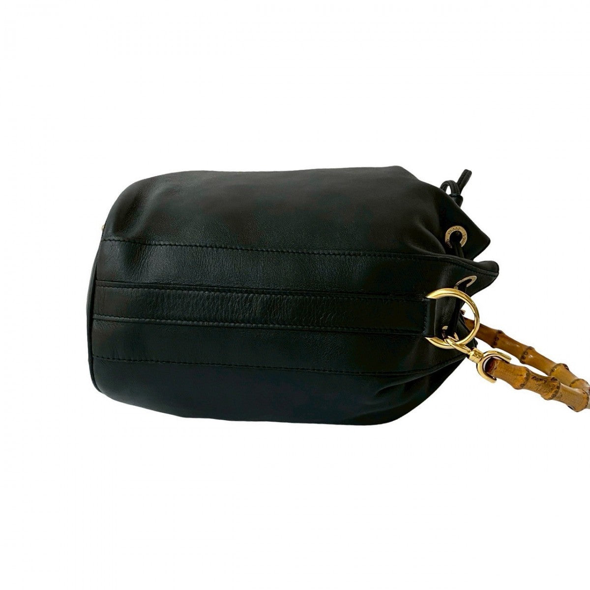 GUCCI Shoulder Bag leather black Bamboo Women Used Authentic