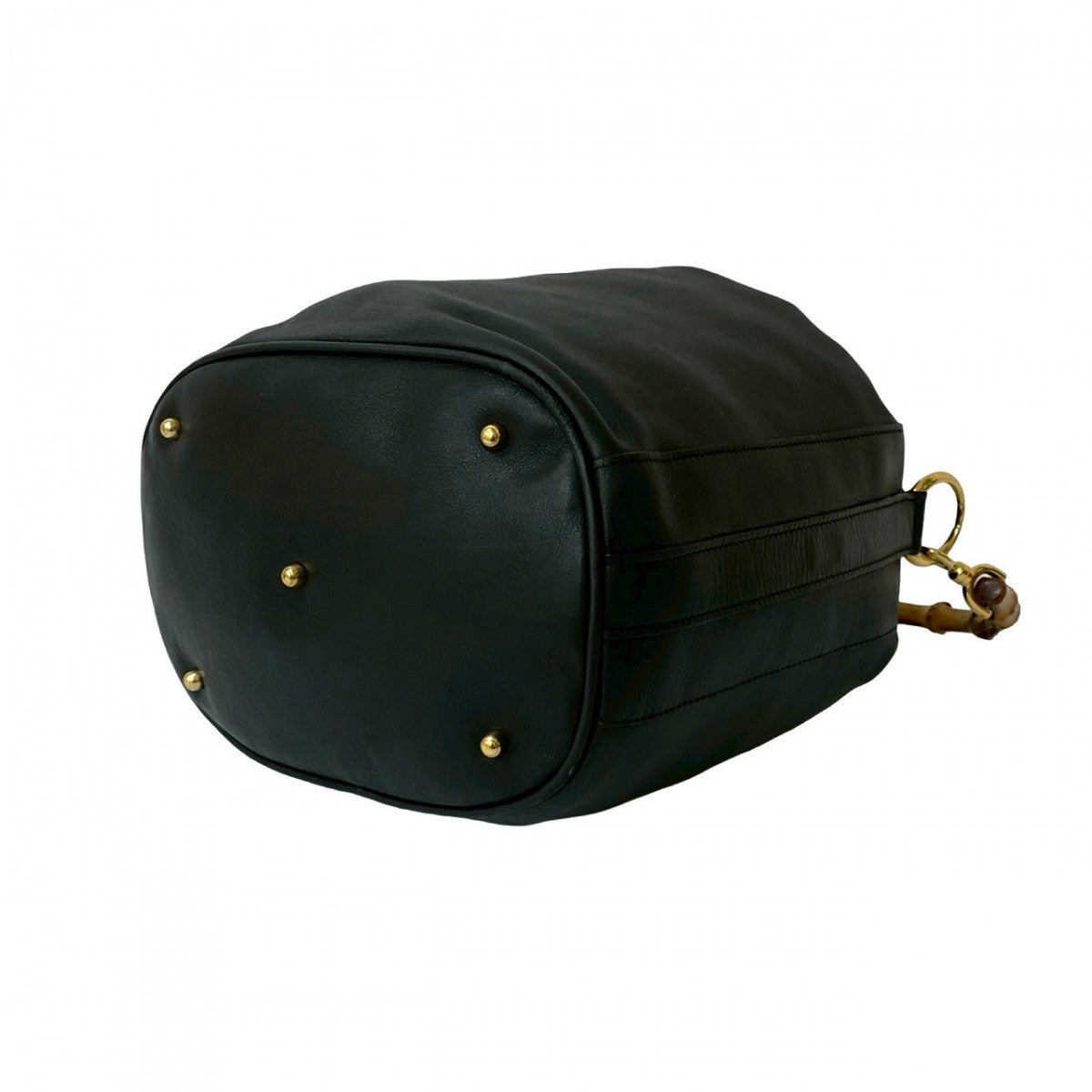 GUCCI Shoulder Bag leather black Bamboo Women Used Authentic