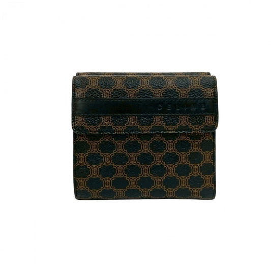 CELINE Tri-fold wallet leather Brown