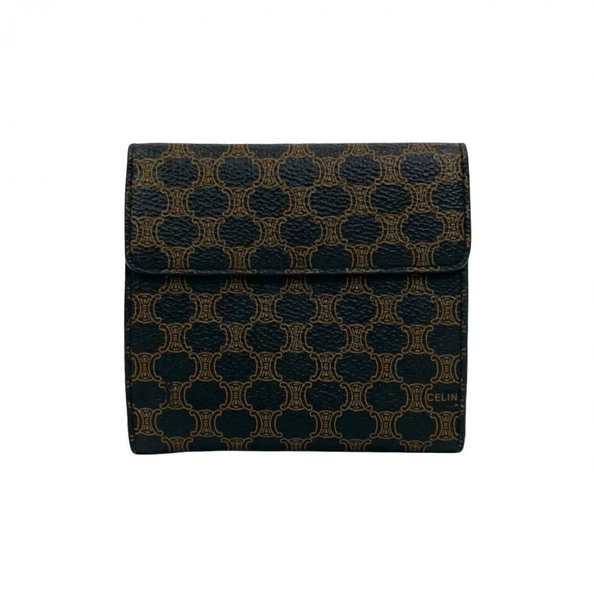 CELINE Tri-fold wallet leather Brown