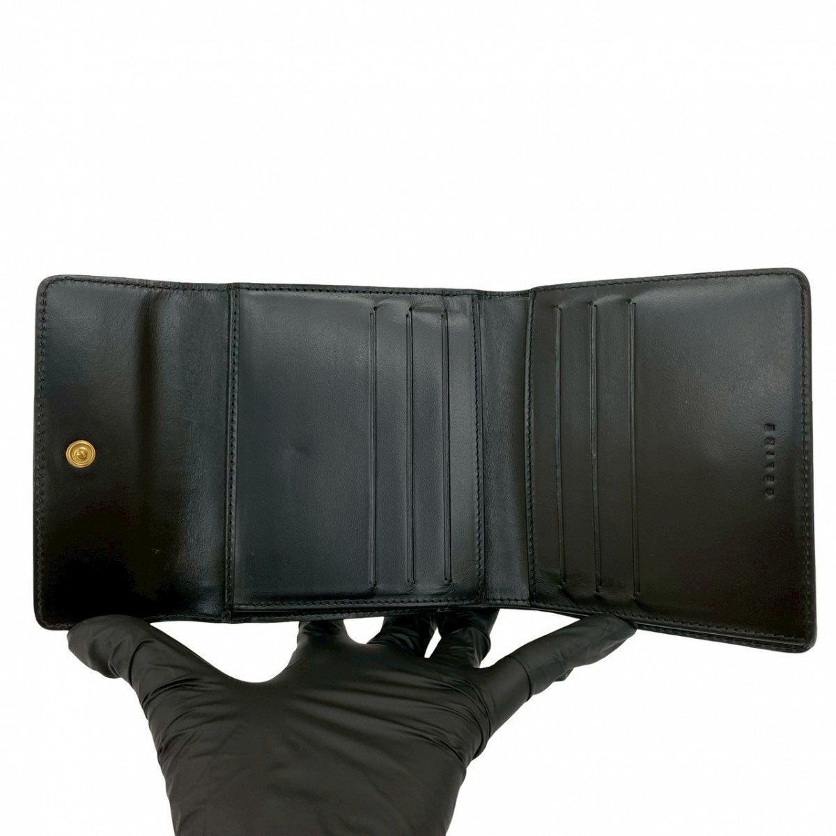 CELINE Tri-fold wallet leather Brown