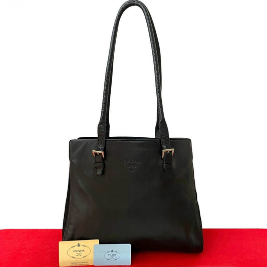 PRADA Shoulder Bag leather black